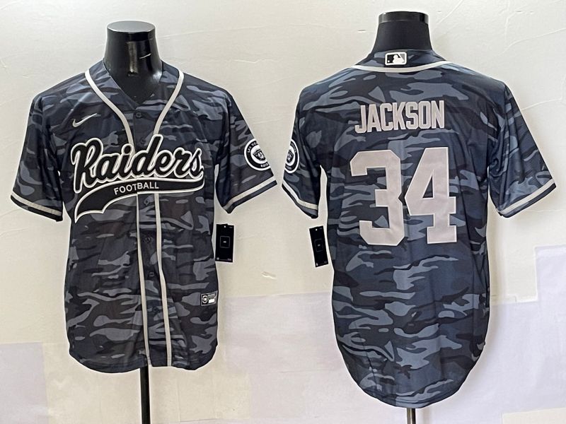 Men 2025 Oakland Raiders #34 Jackson Camo Joint Name Nike Limited NFL Jersey style 1